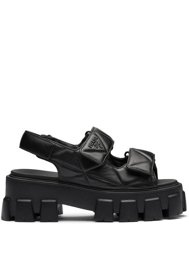 Logo Monolith Sandals Black - PRADA - BALAAN 2