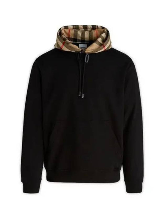 Check Hood Cotton Hoodie Black - BURBERRY - BALAAN 2