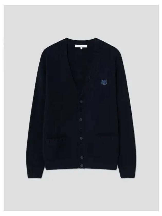 Men s Bold Foxhead Patch Regular Spring Fall Cardigan Wool Navy Domestic Product GM0024091211179 - MAISON KITSUNE - BALAAN 1