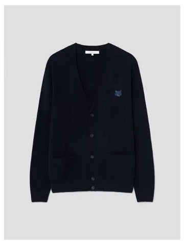 Men s Bold Foxhead Patch Regular Spring Fall Cardigan Wool Navy Domestic Product GM0024091211179 - MAISON KITSUNE - BALAAN 1