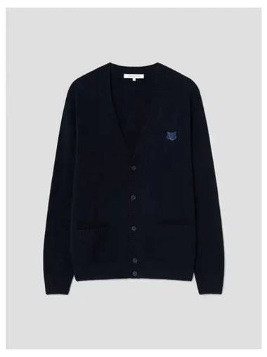 Men s Bold Foxhead Patch Regular Spring Fall Cardigan Wool Navy Domestic Product GM0024091211179 - MAISON KITSUNE - BALAAN 1