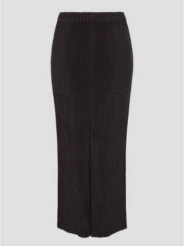 Skirt hatching pleated dark brown size 2 - ISSEY MIYAKE - BALAAN 1