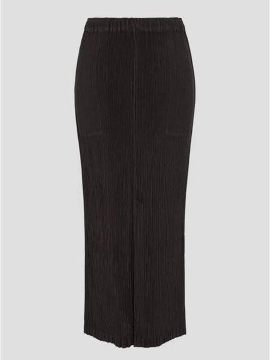 Skirt hatching pleated dark brown size 2 - ISSEY MIYAKE - BALAAN 1