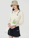 Rayon collar neck half zip-up ribbed knit IVORY - MONBIRDIE GOLF - BALAAN 5