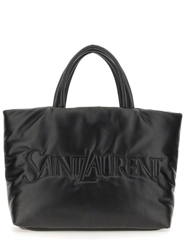 Logo Nappa Lambskin Tote Bag Black - SAINT LAURENT - BALAAN 2