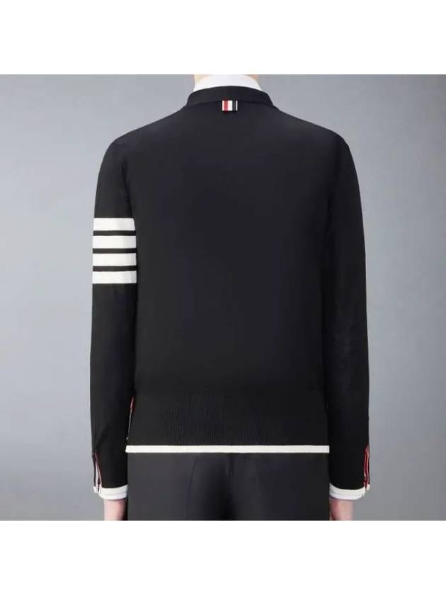 Wool 4-Bar Cardigan Black - THOM BROWNE - BALAAN 3