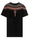 Men's Wings Print Short Sleeve T-Shirt Black - MARCELO BURLON - BALAAN 2