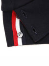 Center Back Stripe Cotton Zip Up Hoodie Navy - THOM BROWNE - BALAAN 8