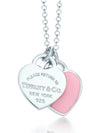 Tiffany Pink Double Heart Tag Pendant Silver Necklace - TIFFANY & CO. - BALAAN 1