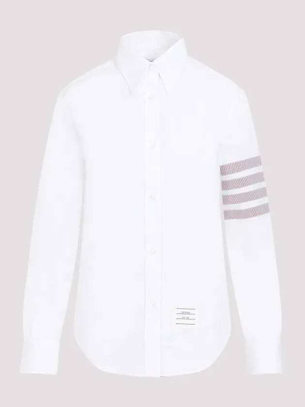 4 Bar Striped Cotton Long Sleeve Shirt White - THOM BROWNE - BALAAN 2