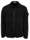 Zipper Regular Fit Cotton Overshirt Jacket Black - STONE ISLAND - BALAAN 2