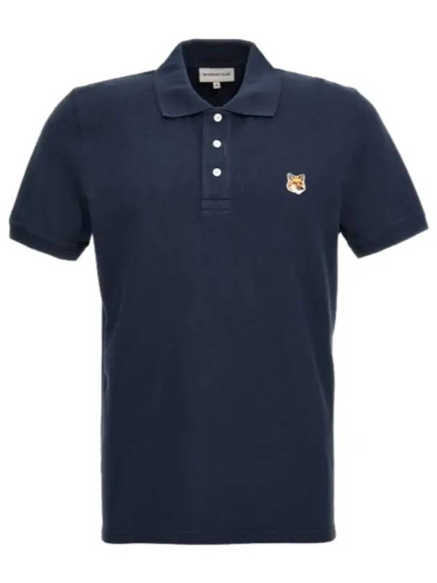 Short Sleeve Polo T Shirt Navy LM00208KJ7002 - MAISON KITSUNE - BALAAN 1