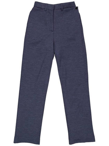 Women's Pocket Technical Wool Straight Pants Navy - BURBERRY - BALAAN 1