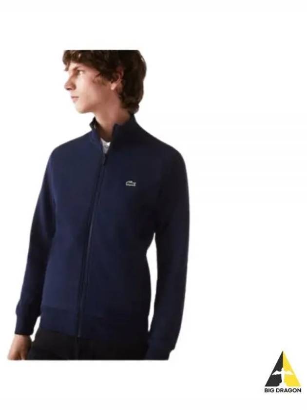 Regular Fit Brushed Fleece Zip-up Jacket Navy - LACOSTE - BALAAN 2