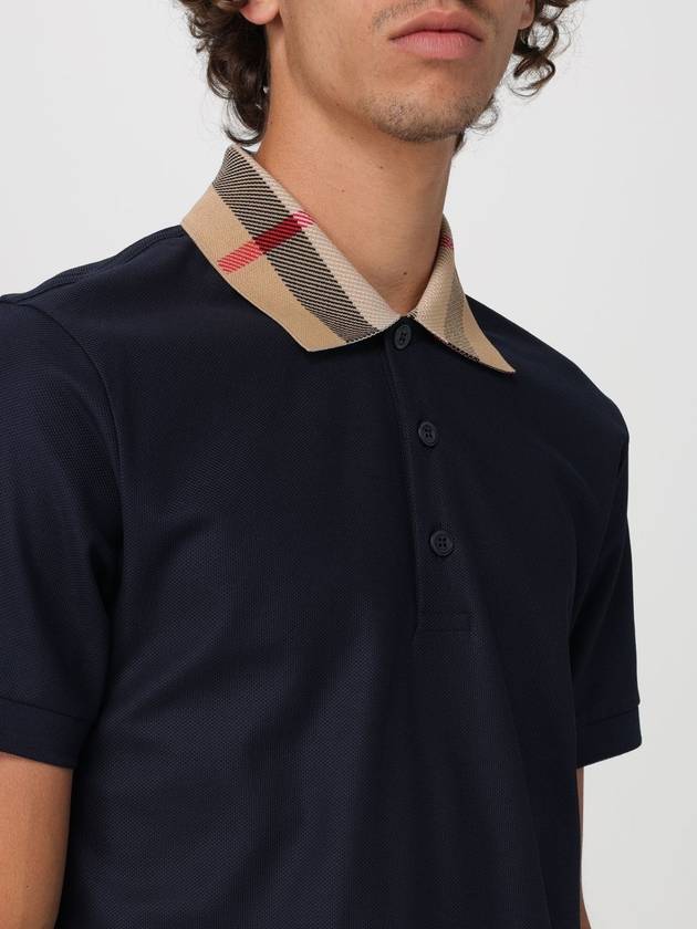 Check Collar Cotton Polo Shirt Navy - BURBERRY - BALAAN 6