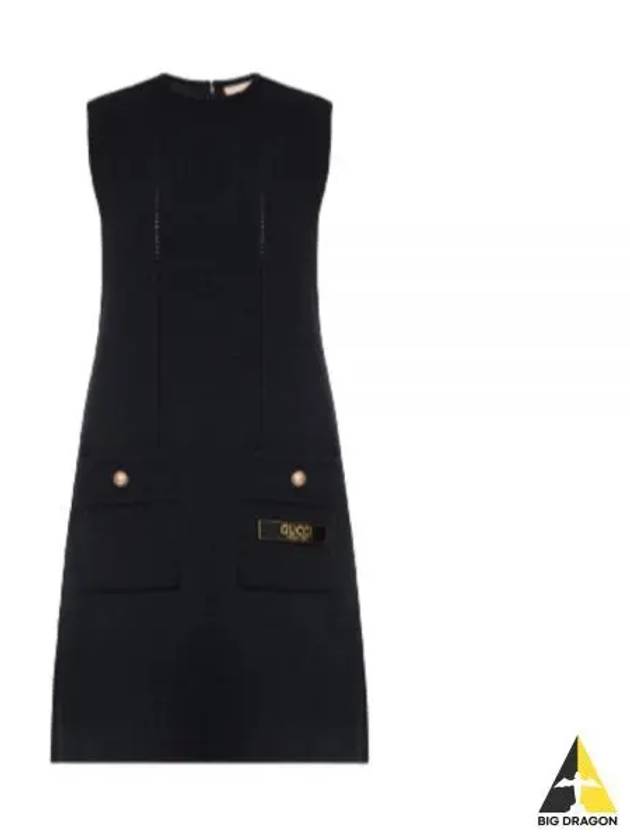 Sleeveless Wool Short Dress Black - GUCCI - BALAAN 2
