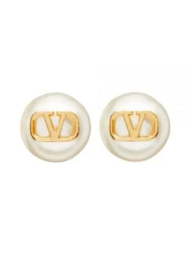 5W0J0E35 UXM 0O3 5W2J0E35 V logo pearl earrings - VALENTINO - BALAAN 1