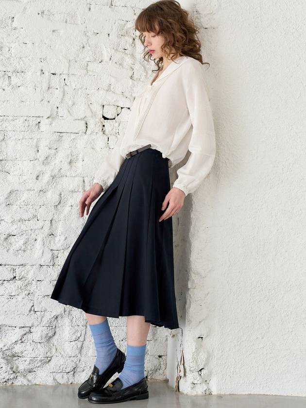 Belt Pleated Skirt Navy - MITTE - BALAAN 6