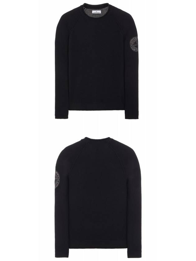 Embroidered Logo Crew Neck Lambswool Knit Top Black - STONE ISLAND - BALAAN 6