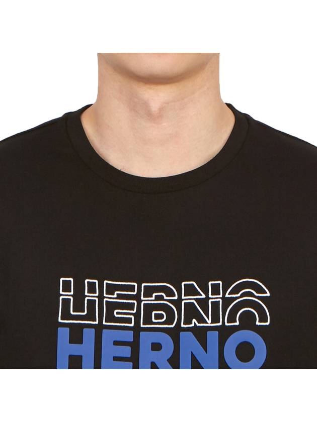 Logo Print Short Sleeve T-Shirt Black - HERNO - BALAAN 6