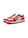 Downtown Perforated Leather Low Top Sneakers White Lacquer Red - PRADA - BALAAN 2