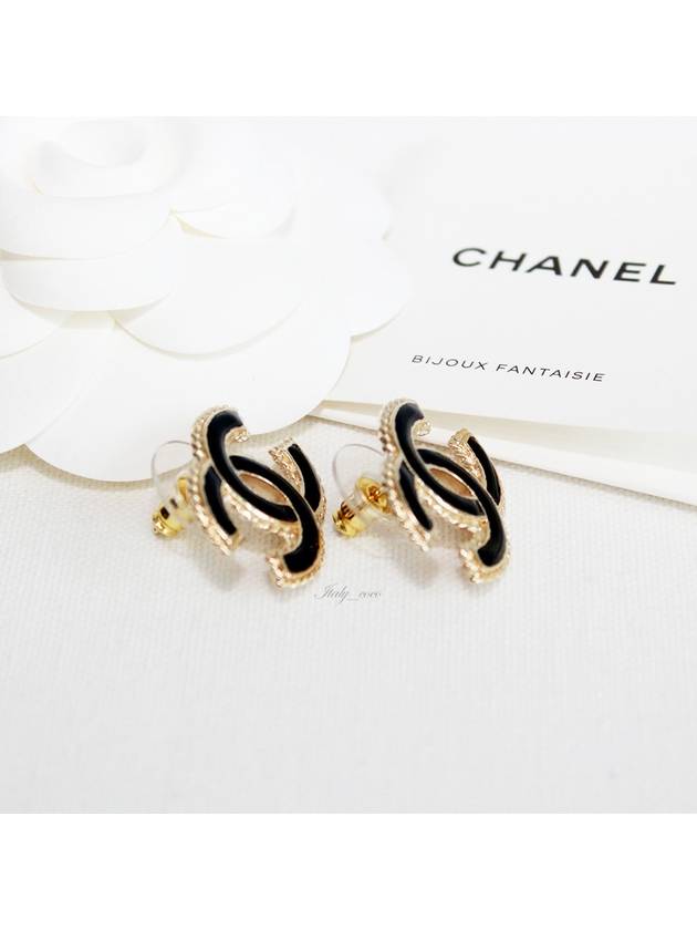 stud earrings metal gold black - CHANEL - BALAAN 5