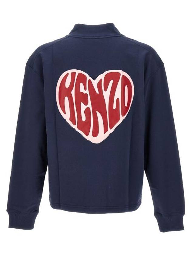 Heart Print Classic Cotton Cardigan Blue - KENZO - BALAAN 3