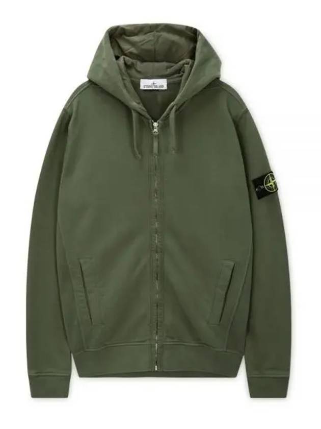 Logo Cotton Zip-Up Hoodie Musk Green - STONE ISLAND - BALAAN 2