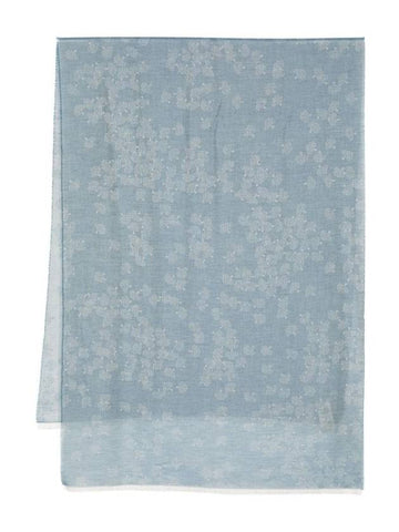 Floral Print Semi See Through Scarf Blue - MULBERRY - BALAAN 1