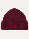 Sporty ORB Logo Beanie Burgundy Color - VIVIENNE WESTWOOD - BALAAN 1