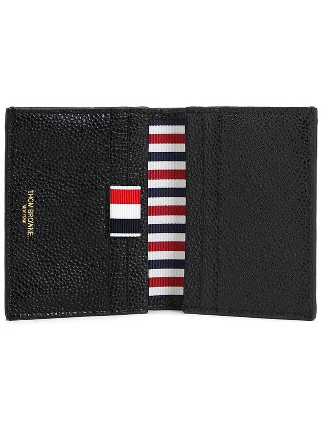 Pebble Grained Leather Double Card Wallet Black - THOM BROWNE - BALAAN 6