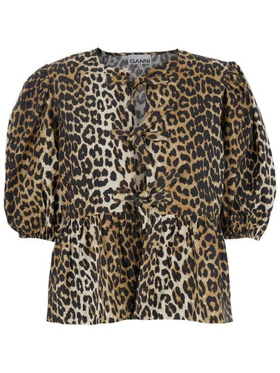 Women's Leopard Print Peplum Blouse - GANNI - BALAAN 2