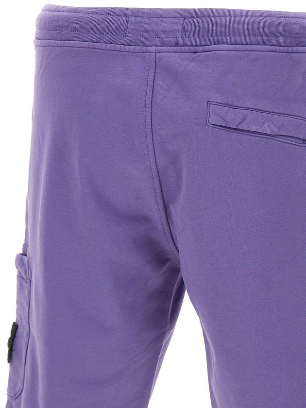 Cotton Fleece Cargo Bermuda Shorts Purple - STONE ISLAND - BALAAN 6