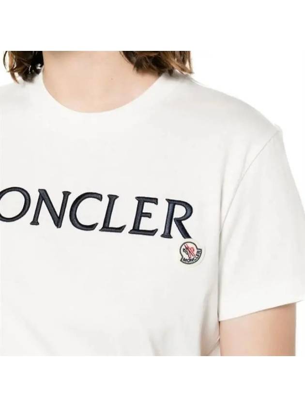 Embroidered Logo Cotton Short Sleeve T-Shirt White - MONCLER - BALAAN 4