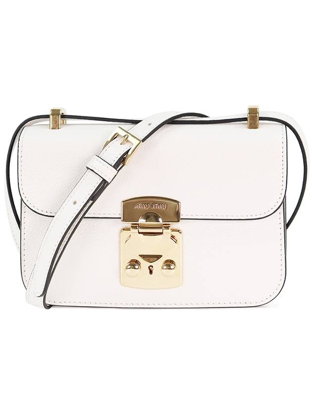 Madras Embossed Logo Gold Leather Shoulder Bag White - MIU MIU - BALAAN 2