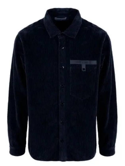 Logo Oversized Cotton Long Sleeve Shirt Navy - STONE ISLAND - BALAAN 2