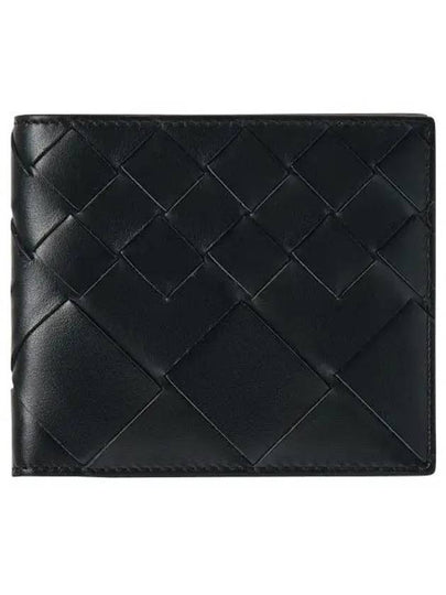 Intrecciato Leather Bi Fold Half Wallet Black - BOTTEGA VENETA - BALAAN 2