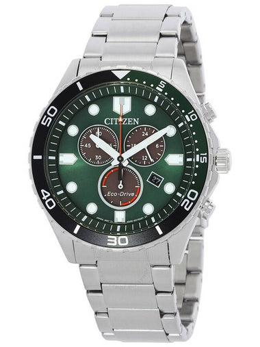 Citizen Chronograph GMT Green Dial Men's Watch AT2561-81X - CITIZEN - BALAAN 1