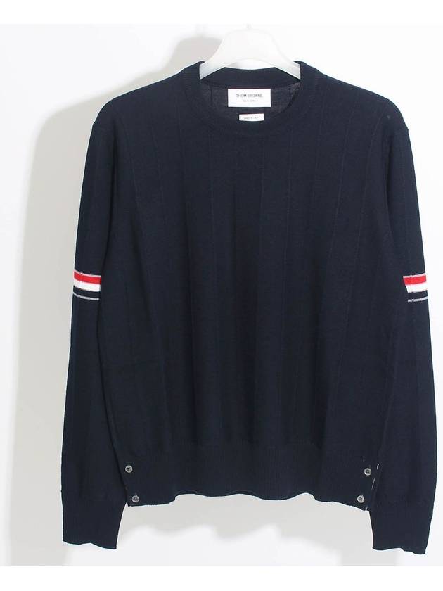 Wool Relaxed Pullover Knit Top Navy - THOM BROWNE - BALAAN 2