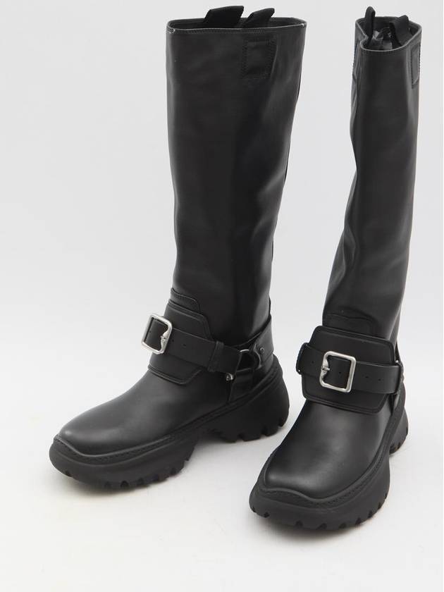 Stomp Leather Long Boots Black - BURBERRY - BALAAN 6