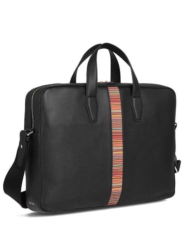 signature striped leather briefcase black - PAUL SMITH - BALAAN 4