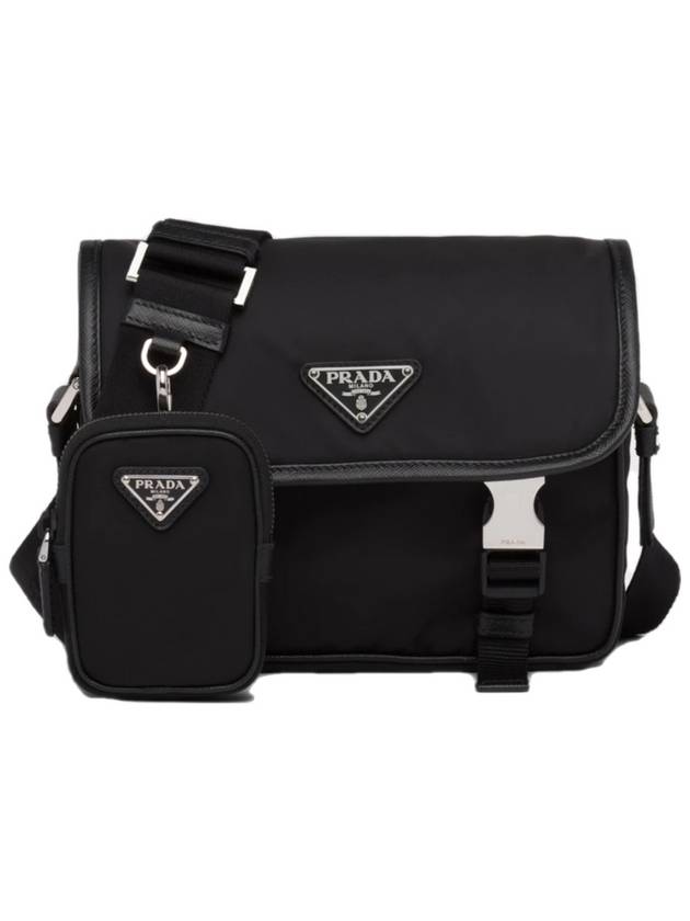 Re-Nylon Saffiano Leather Cross Bag Black - PRADA - BALAAN 2