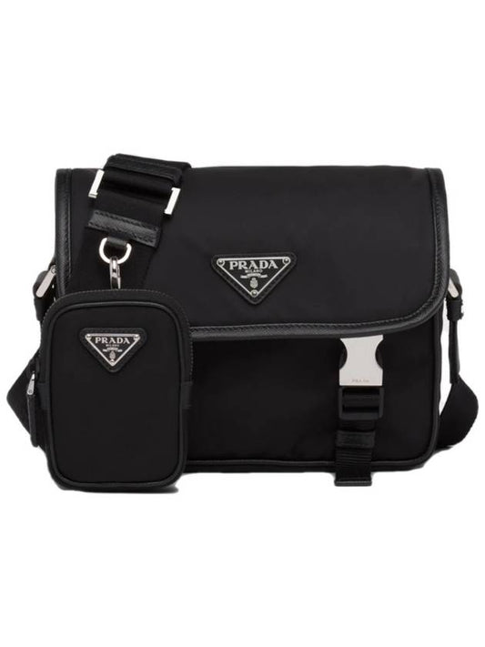 Re-Nylon Saffiano Leather Cross Bag Black - PRADA - BALAAN 2