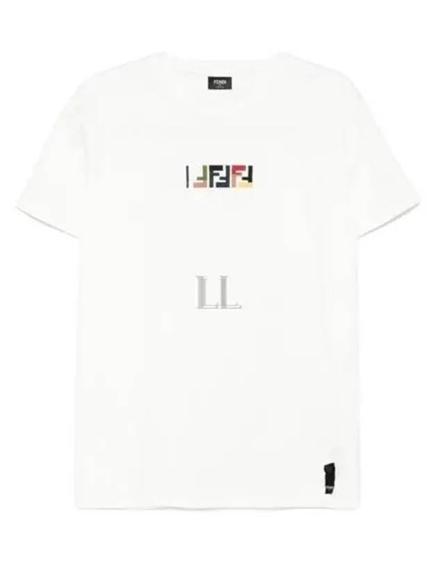 Embroidered Logo Short Sleeve T-Shirt White - FENDI - BALAAN 2