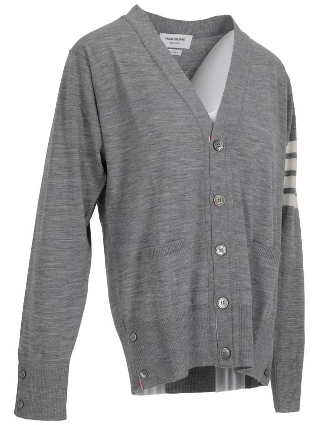 Men's Sustainable Classic Diagonal Wool Cardigan Medium Grey - THOM BROWNE - BALAAN 4