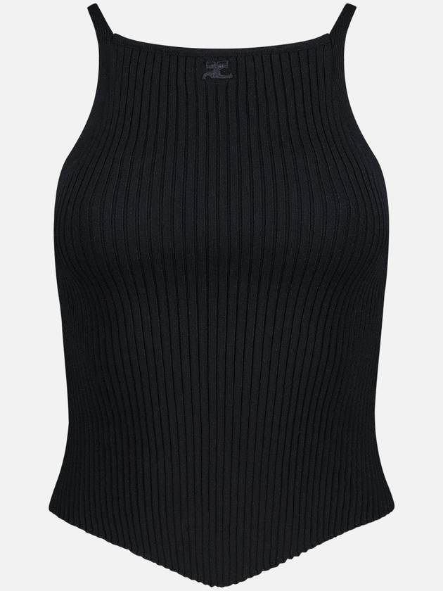 Logo Ribbed Pointy Knit Sleeveless Black - COURREGES - BALAAN 2