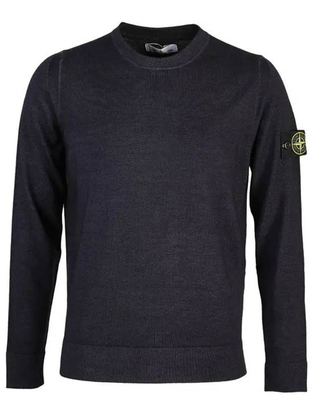 Wappen Patch Round Wool Knit Top Navy - STONE ISLAND - BALAAN 2