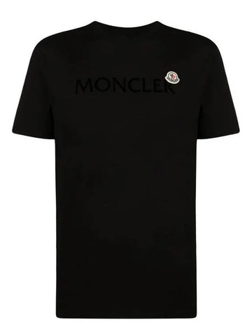 Flocked Logo Wappen Patch Short Sleeve T-Shirt Black - MONCLER - BALAAN 1