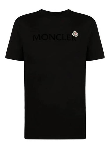 Flocked Logo Wappen Patch Short Sleeve T-Shirt Black - MONCLER - BALAAN 1