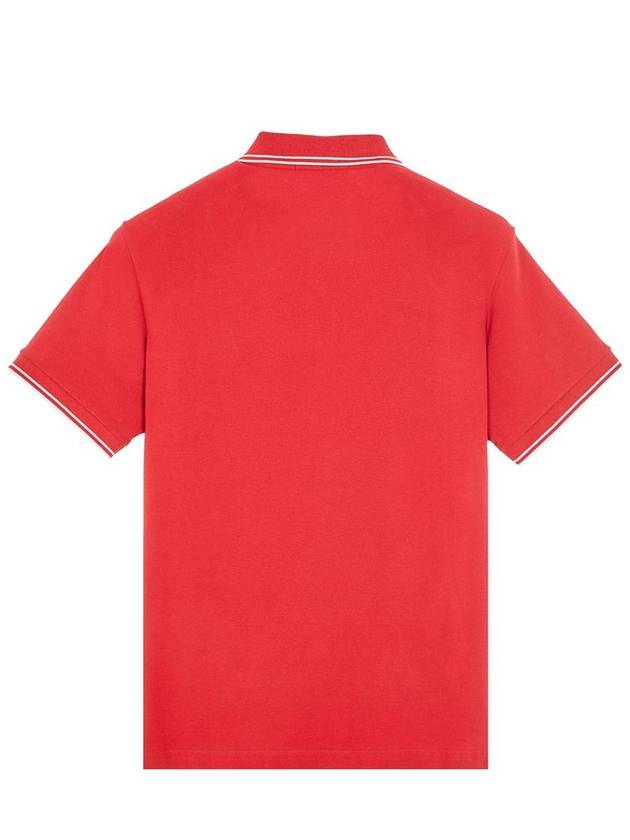 Stretch Cotton Pique Short Sleeve Polo Shirt Red - STONE ISLAND - BALAAN 3